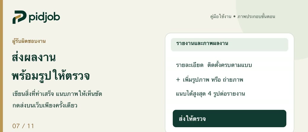ส่งผลงานพร้อมแนบรูปหน้างานให้ผู้ตรวจ