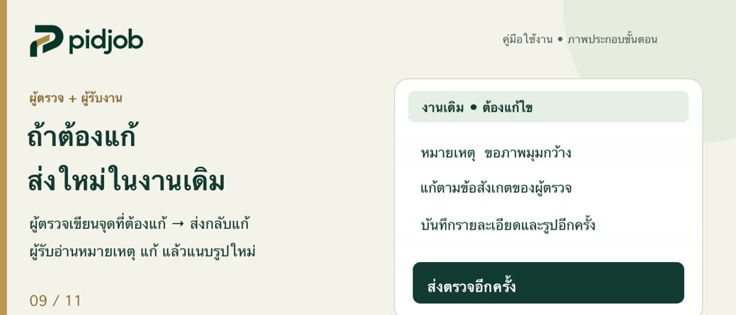 ส่งกลับแก้แล้วส่งตรวจใหม่ในงานเดิม